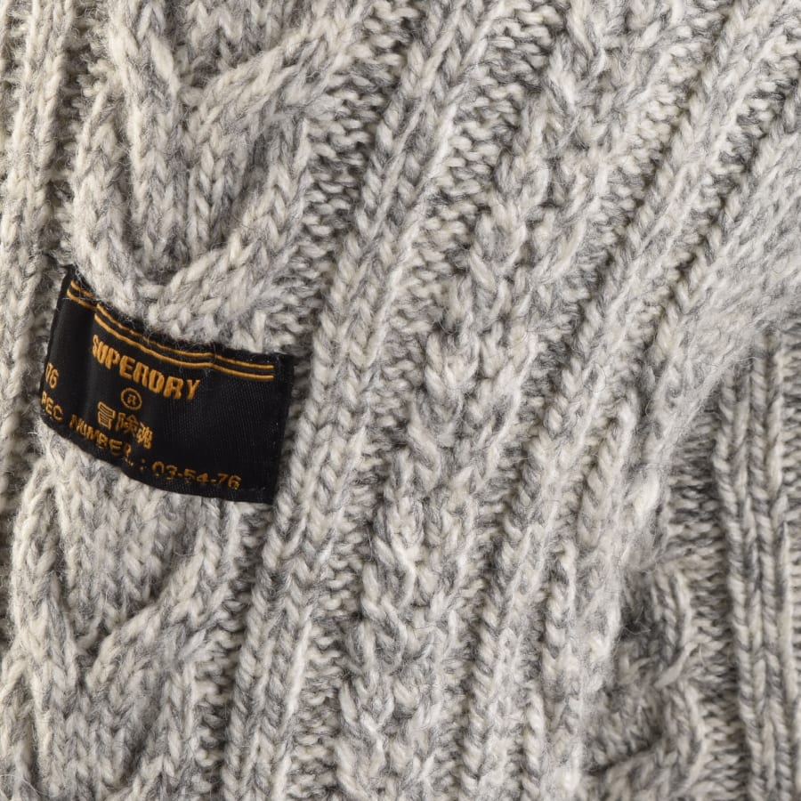 Alternative Image for ProductSuperdry Henley Half Zip Cable Knit Jumper Beige3